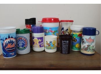 Vintage Collectible Thermos & Plastic Cup Lot