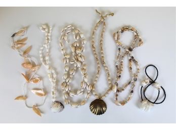 Sea Shell Necklace Lot Including 12K Gold Shell