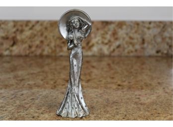 Metal Woman With Umbrella Figurine