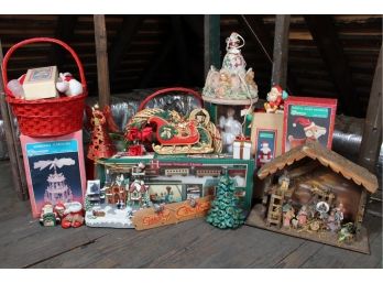 Christmas Lot 1 Including Village Train & Nativity Set
