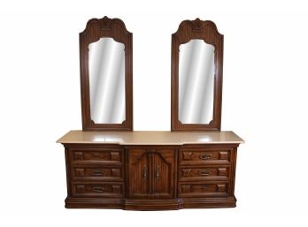 Thomasville Dresser & Mirrors With Custom Marble Top (Read Description)