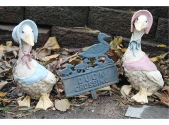 Duck Garden Statues & Sign