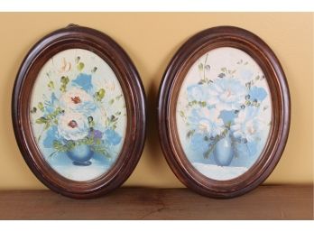 Two Oval Framed Flower Prints