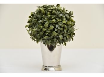 Mini Boxwood Topiary In Chrome Vase