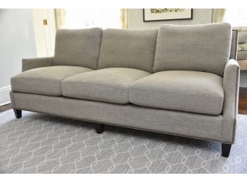 Custom Gray Linen Nailhead Sofa 87 X 40 X 35