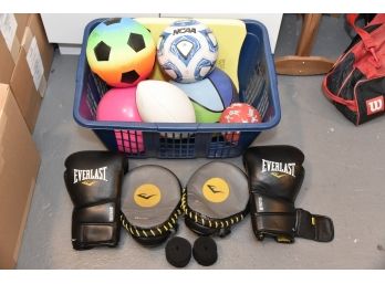 Boxing Training Gear And Assortment Of Balls