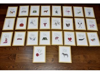 Custom Framed Alphabet Art Collection Of All 26 Letters Of The Alphabet Matted And Framed 7.5 X 10.5
