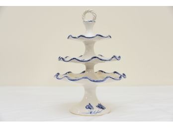Blue And White Three Tier Platter