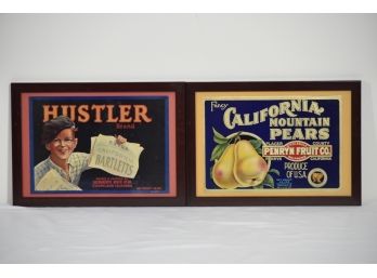 Pair Of Reproduction Vintage Crate Labels Framed 14 X 10