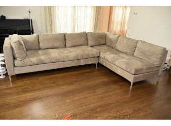 Crate And Barrel Micro Suede Sectional With Chrome Legs