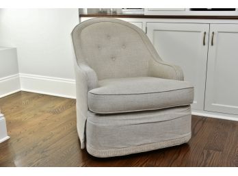 Amazing Custom Upholstered Linen Swivel Rocker Side Chairs Paid $2400