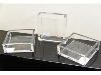 Trio Of New Lucite Cocktail Napkin Holders