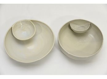 Glazed Clay Chip And Dip Dishes