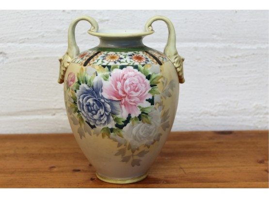 Amazing Dual Shoulder Hand Painted Nippon Vase