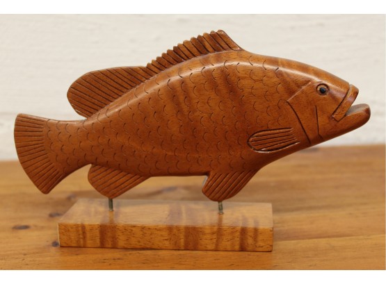 Vintage Wooden Carved Fish From Nevis, West Indies Signed Kennedy