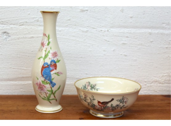 Lenox Bird Vase & Bowl