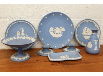 Assortment Of Vintage Blue Jasperware Wedgwood Pieces