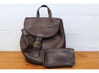 Brown Coach Backpack & Wallet