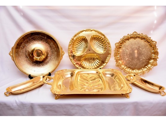 Vintage Gold Tone Silver Plated Serving Dishes