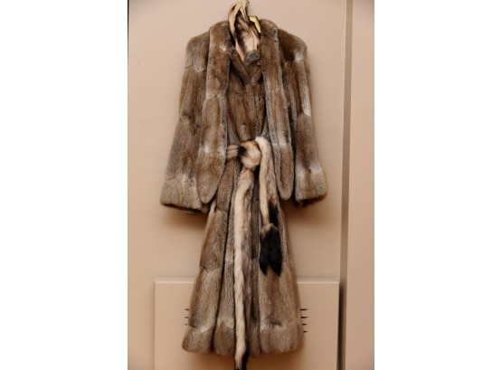 Stone Marter Fur Coat 50' Long Woman's Size Small (lot 10)