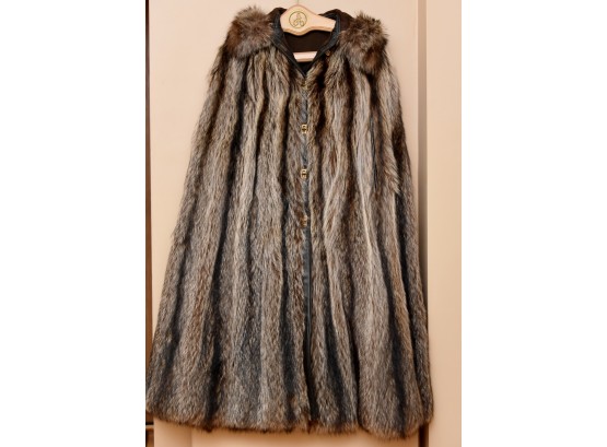 Vintage Short Hair Rabbit Fur Coat With Belt And Scarf 48' Long Woman's Size Small (lot 5) For Repair