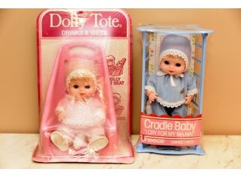 Vintage Dolly Tote An Cradle Baby Dolls
