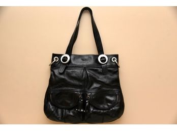 Authenticated Perlina Black Leather Handbag