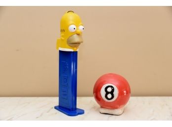 Vintage Giant Pez And 8 Ball Ceramic Bank