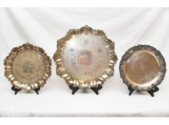 Trio Of Vintage Silver Plate Trays