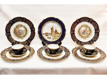 Blue And Gold Victorian Dish Set
