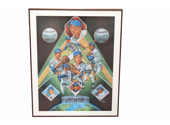Miracle Mets Team Signed Lithograph Signed & Numbered By Joseph Catalano 28'L X 22'W