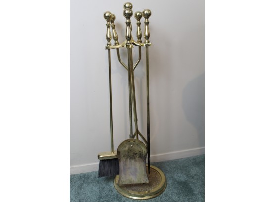 Set Of Brass Fireplace Tools