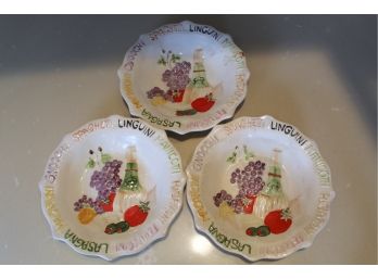 Set Of 3 Vintage Porcelain Pasta Bowls