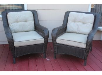 Two Brown Wicker Chairs 36'L X 34'W X 36'H