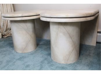 Pair Of Stone Style End Tables 30'L X 22'W X 20'H