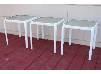 Three Outdoor Patio Side Tables 16'L X 16'W X 16'H