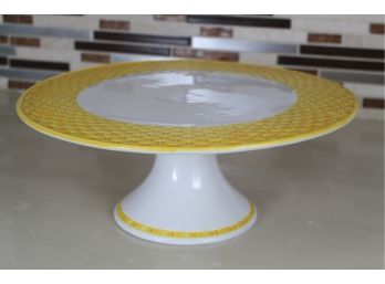 Tiffany & Co Yellow Basket Weave Cake Plate (Needs Repair, View Photos)