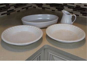 White Porcelain Bowls & Pitcher