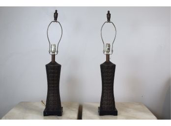 Pair Of Brown Table Lamps