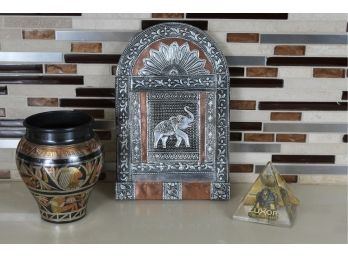 Egyptian Vase & Indian Elephant Key Holder