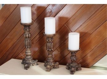 Electric Wooden Candle Set