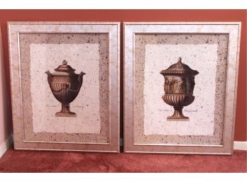 Pair Of Framed 'Vaso Antico' Italian Antique Vase Prints 23'L X 19'W