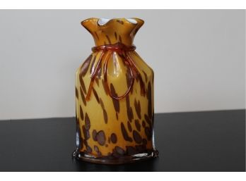 Murano Style Glass Tie String Bag Vase
