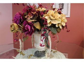Crackle Vase With Faux Flower Arrangement