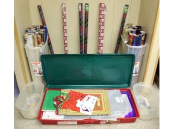 Christmas Decoration Lot 4 Including Wrapping Paper & Gift Bags