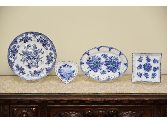 Collection Of 4 Blue And White Display Plates