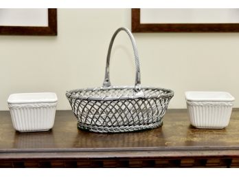 Mikassa Bowls And Silver Centerpiece Basket