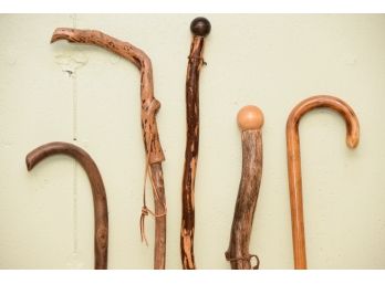 Collection Of Five Vintage Wooden Canes