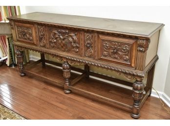 Exquisite Berkey And Gay William And Mary Style Inlaid Long Credenza  80 X 22 X 37