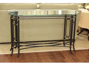 Gorgeous Beveled Glass And Wrought Iron Console Table 52 X 20 X 30